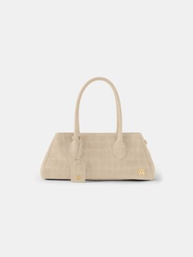 BOLSO DE HOMBRO DE GAMUZA CON ESTAMPADO DE COCODRILO «HONEY 40» PARA MUJER