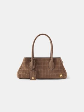 BOLSO DE HOMBRO DE GAMUZA CON ESTAMPADO DE COCODRILO «HONEY 40» PARA MUJER