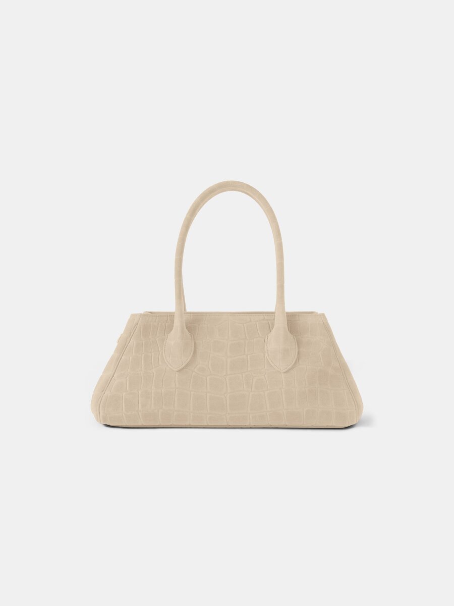 BOLSO DE HOMBRO DE GAMUZA CON ESTAMPADO DE COCODRILO «HONEY 40» PARA MUJER