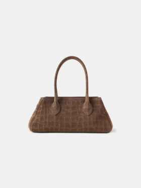 BOLSO DE HOMBRO DE GAMUZA CON ESTAMPADO DE COCODRILO «HONEY 40» PARA MUJER