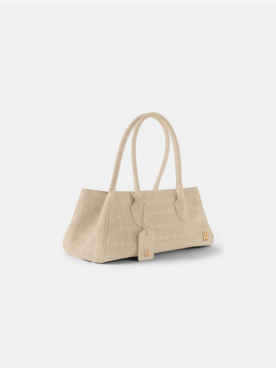 BOLSO DE HOMBRO DE GAMUZA CON ESTAMPADO DE COCODRILO «HONEY 40» PARA MUJER