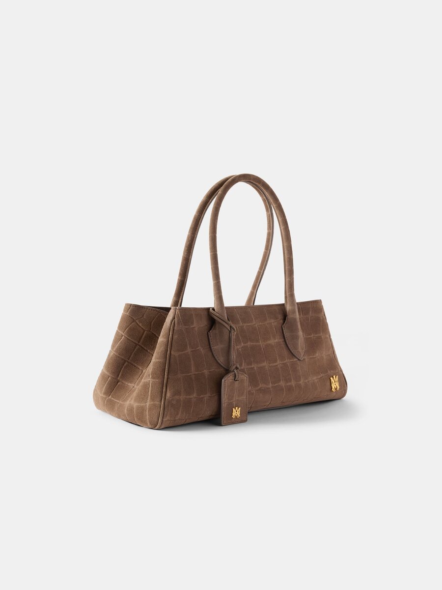 BOLSO DE HOMBRO DE GAMUZA CON ESTAMPADO DE COCODRILO «HONEY 40» PARA MUJER