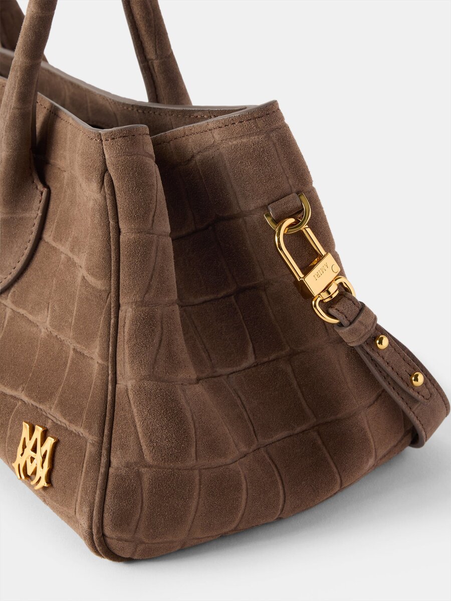 BOLSO DE HOMBRO DE GAMUZA CON ESTAMPADO DE COCODRILO «HONEY 40» PARA MUJER