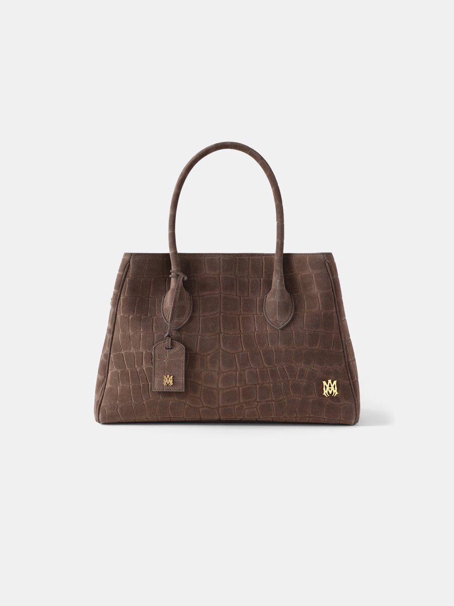 BOLSO TOTE DE GAMUZA CON ESTAMPADO DE COCODRILO «HONEY 40» PARA MUJER