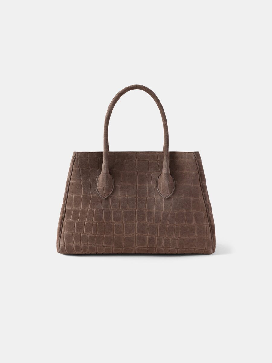 BOLSO TOTE DE GAMUZA CON ESTAMPADO DE COCODRILO «HONEY 40» PARA MUJER
