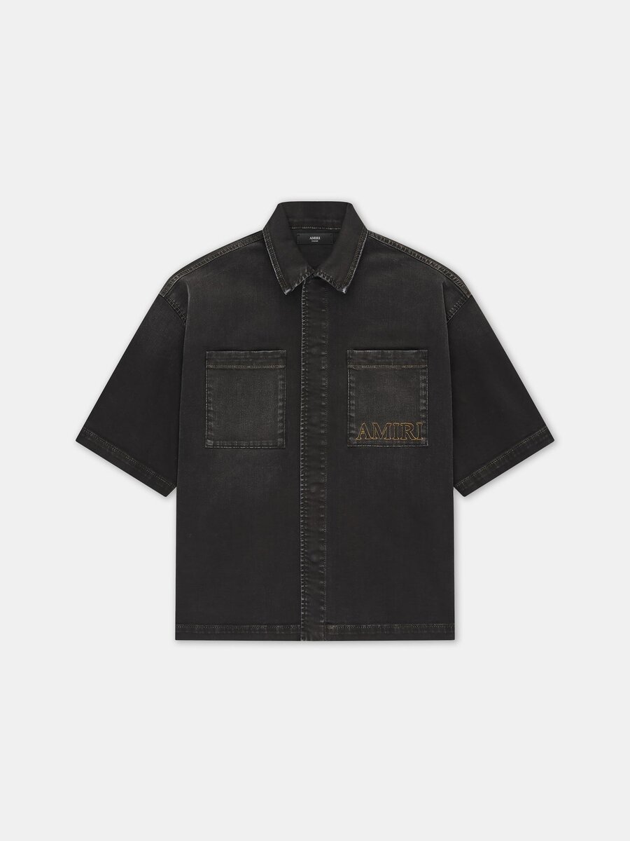 CAMISA AMIRI DE MANGA CORTA CON BOTONES A PRESIÓN Y LOGOTIPO 3D