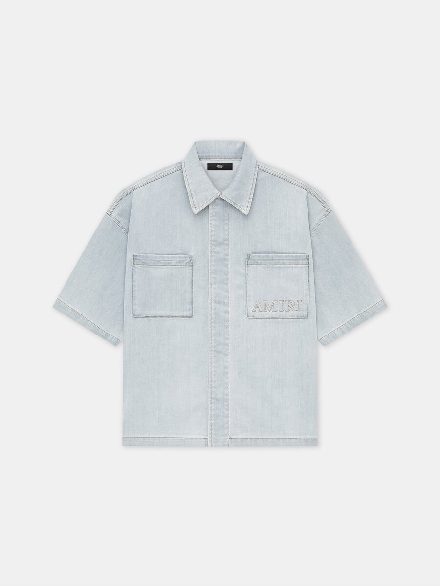 CAMISA AMIRI DE MANGA CORTA CON BOTONES A PRESIÓN Y LOGOTIPO 3D
