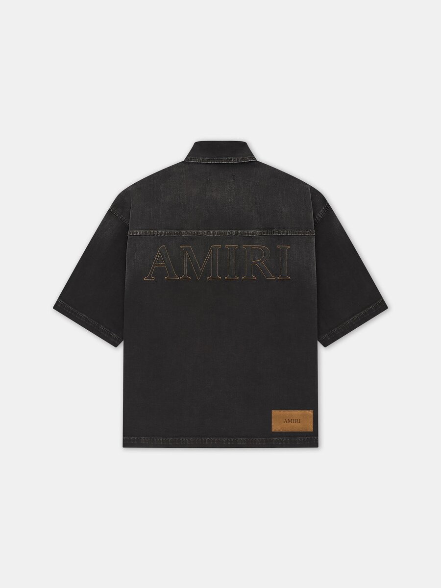 CAMISA AMIRI DE MANGA CORTA CON BOTONES A PRESIÓN Y LOGOTIPO 3D