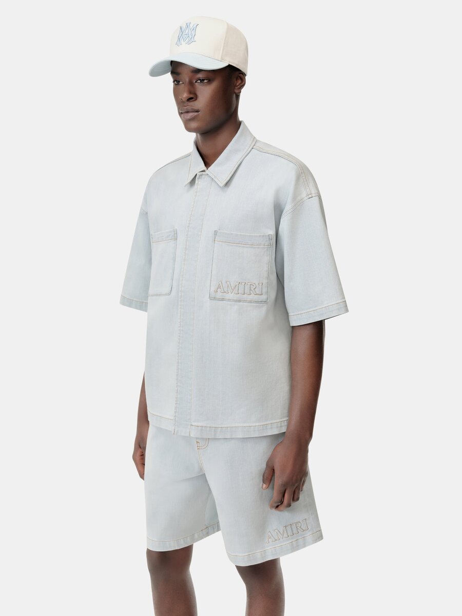 CAMISA AMIRI DE MANGA CORTA CON BOTONES A PRESIÓN Y LOGOTIPO 3D