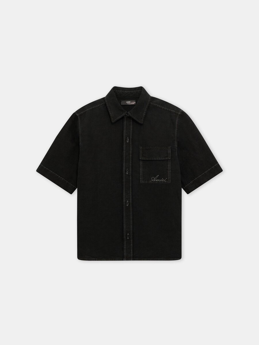 CAMISA DE VERANO DE LINO CON LOGOTIPO EN LETRA MANUSCRITA