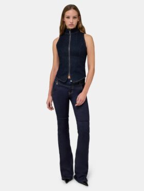 CAMISETA CON CREMALLERA DE DENIM SIN TRATAR AMIRI PARA MUJER