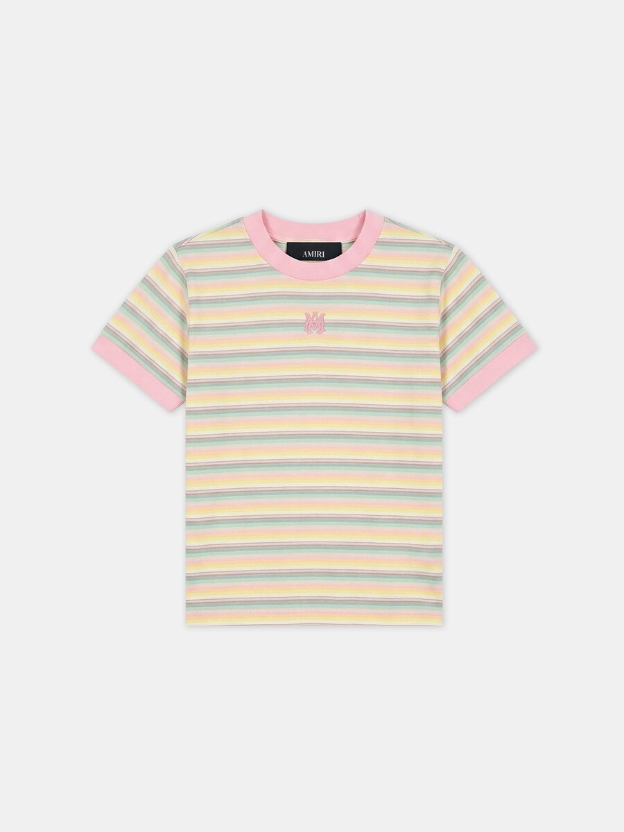 CAMISETA DE NIÑOS CON RAYAS Y CUELLO RINGER