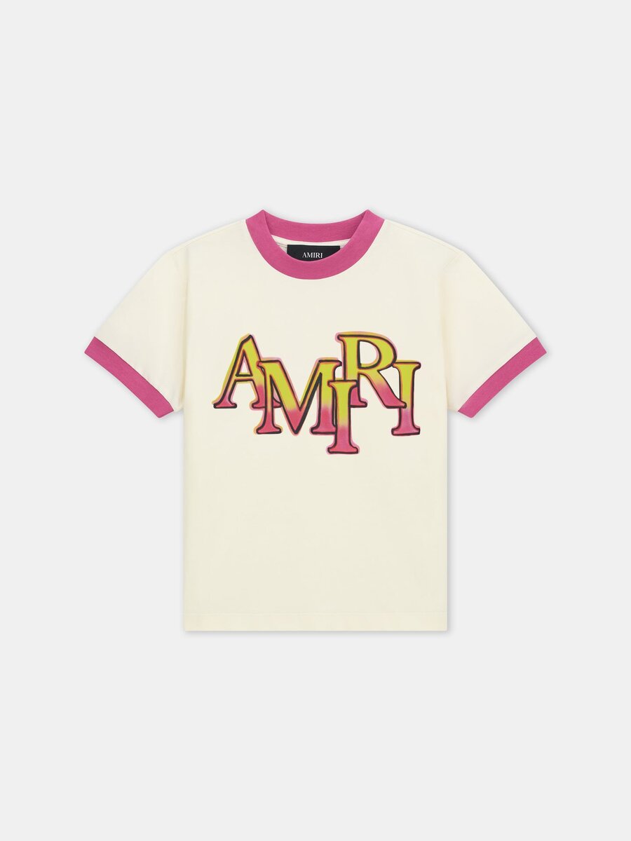 CAMISETA INFANTIL AMIRI CON CUELLO RINGER DESCALADO