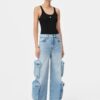 CAMISETA SIN MANGAS CON CANELAS Y BORDADO «MA» PARA MUJER