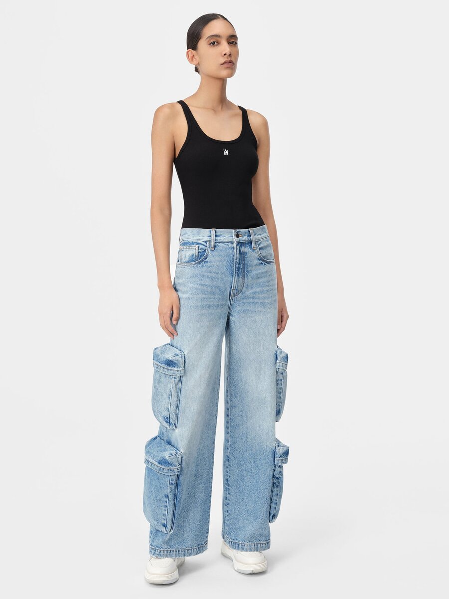 CAMISETA SIN MANGAS CON CANELAS Y BORDADO «MA» PARA MUJER