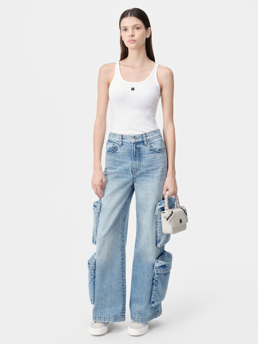 CAMISETA SIN MANGAS CON CANELAS Y BORDADO «MA» PARA MUJER