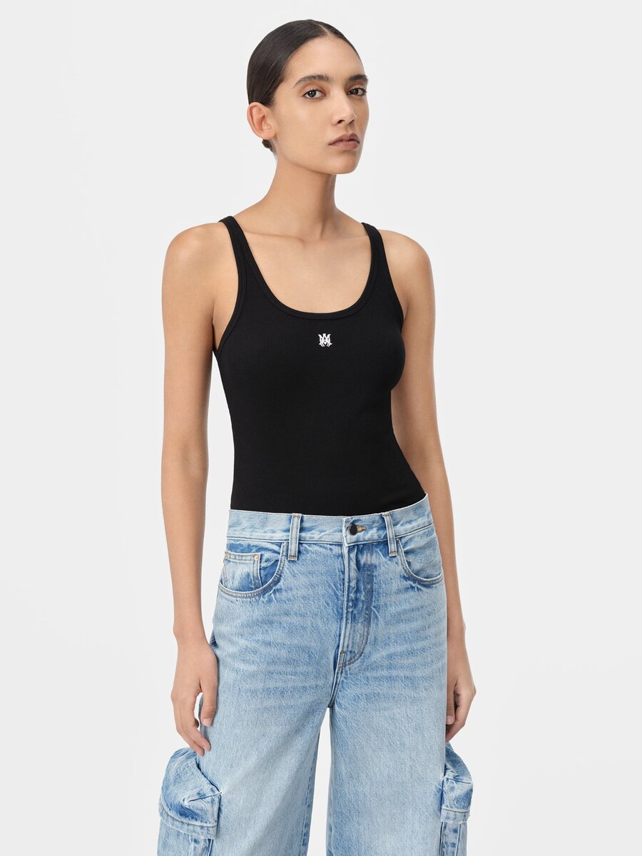 CAMISETA SIN MANGAS CON CANELAS Y BORDADO «MA» PARA MUJER