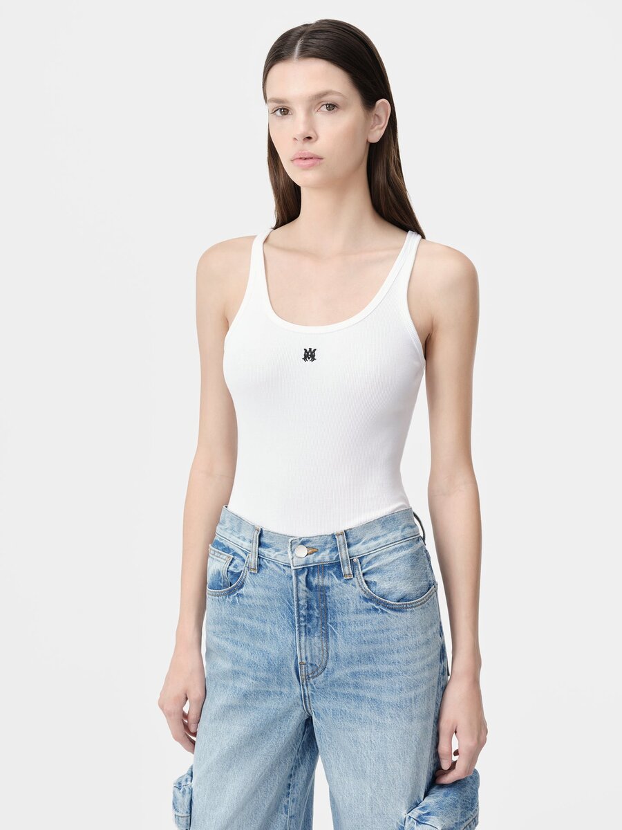 CAMISETA SIN MANGAS CON CANELAS Y BORDADO «MA» PARA MUJER