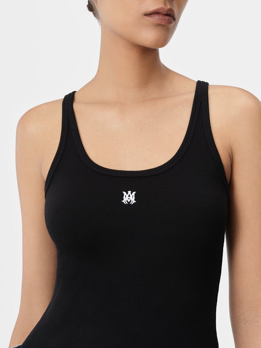CAMISETA SIN MANGAS CON CANELAS Y BORDADO «MA» PARA MUJER