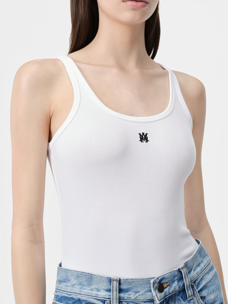 CAMISETA SIN MANGAS CON CANELAS Y BORDADO «MA» PARA MUJER