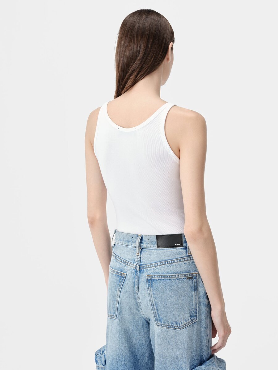 CAMISETA SIN MANGAS CON CANELAS Y BORDADO «MA» PARA MUJER
