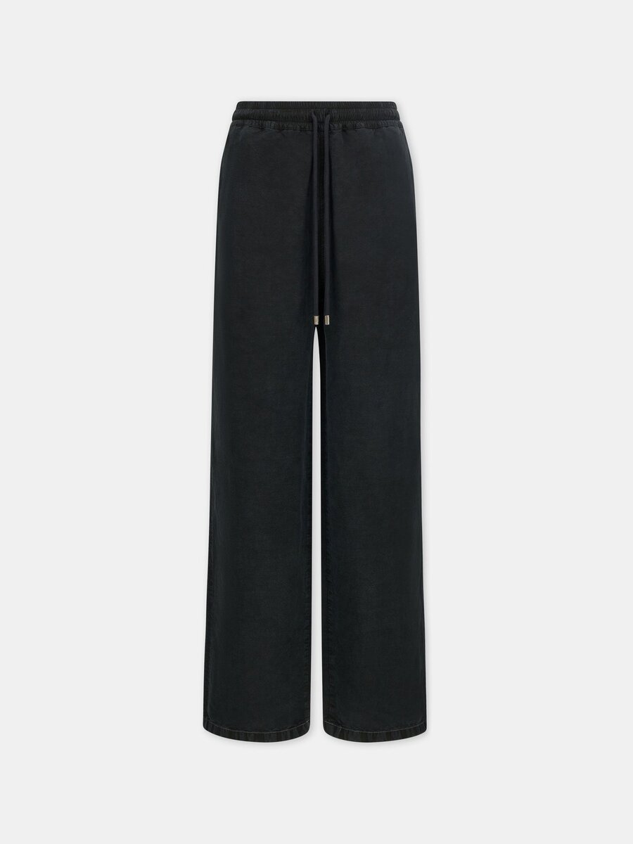 PANTALÓN DE ROPA CASUAL DE LINO CON LOGOTIPO EN LETRA MANUSCRITA