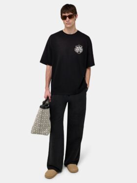 PANTALÓN DE ROPA CASUAL DE LINO CON LOGOTIPO EN LETRA MANUSCRITA