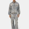 SUDADERA CON CAPUCHA Y CREMALLERA DE DENIM JACQUARD CAMUFLAJE