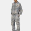 SUDADERA CON CAPUCHA Y CREMALLERA DE DENIM JACQUARD CAMUFLAJE
