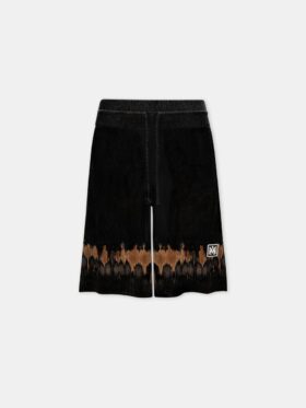 PANTALONES CORTOS DE PUNTO CON PARCHE MA Y EFECTO TIE-DYE