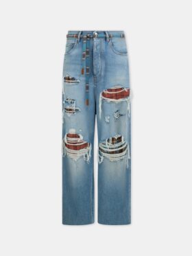 PANTALONES DE JEAN Holgados con Detalles de Franela