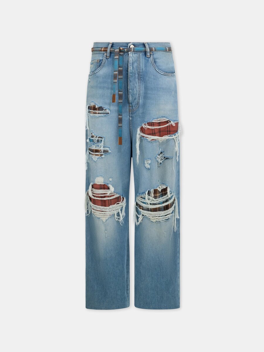 PANTALONES DE JEAN Holgados con Detalles de Franela