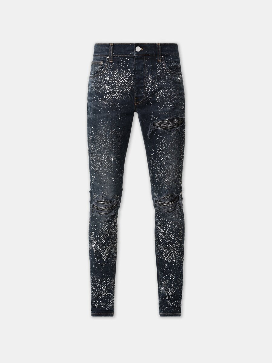 PANTALONES DE JEAN MX1 CON CRISTALES POR TODAS PARTES