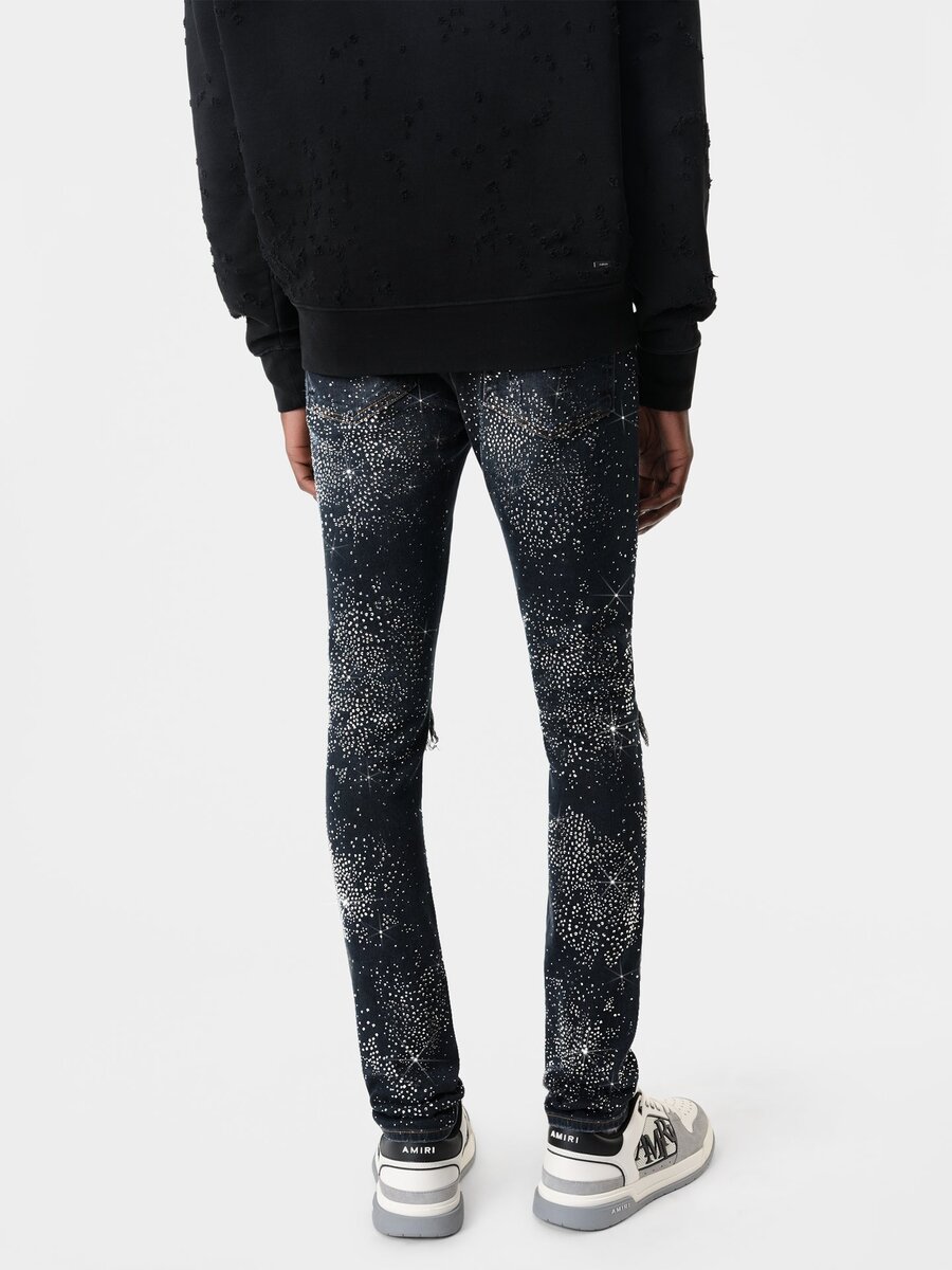 PANTALONES DE JEAN MX1 CON CRISTALES POR TODAS PARTES