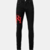 PANTALONES DE JEANS SKINNY CON LOGO DESCALADO - Negro Rojo