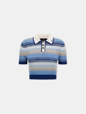 POLO DE MALLA DE CROCHÉ A RAYAS PARA MUJER