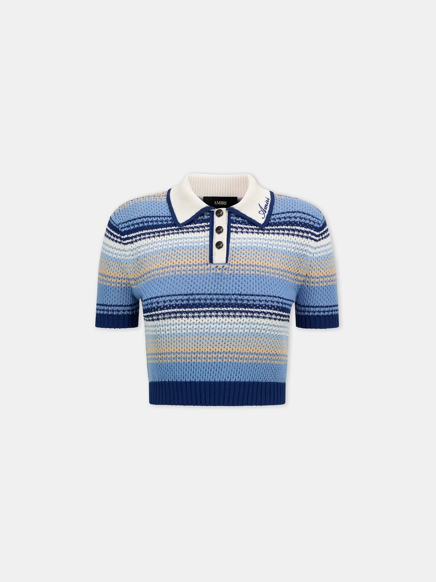 POLO DE MALLA DE CROCHÉ A RAYAS PARA MUJER