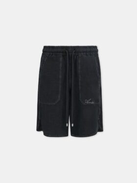 SHORTS DE LINO CON LOGOTIPO EN LETRA MANUSCRITA