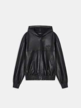SUDADERA CON CAPUCHA DE CUERO DE TALLA GRANDE CON CREMALLERA