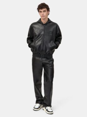 SUDADERA CON CAPUCHA DE CUERO DE TALLA GRANDE CON CREMALLERA