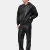 SUDADERA CON CAPUCHA DE CUERO DE TALLA GRANDE CON CREMALLERA
