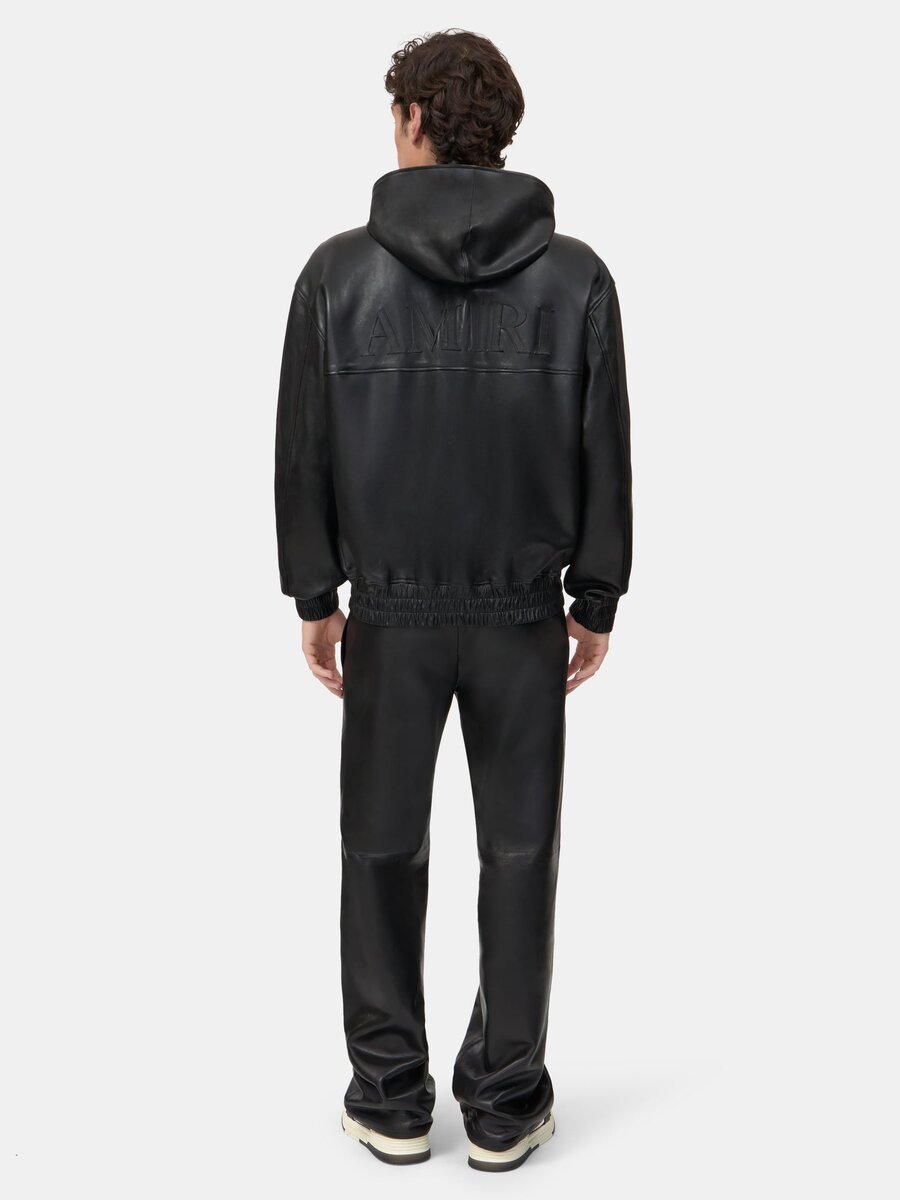 SUDADERA CON CAPUCHA DE CUERO DE TALLA GRANDE CON CREMALLERA